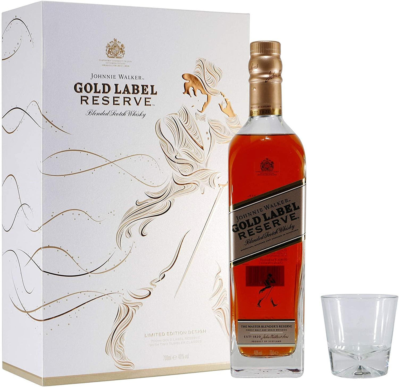 Johnnie Walker Gold Label 70cl Gift Pack (2 Glasses) - Secret Drinks